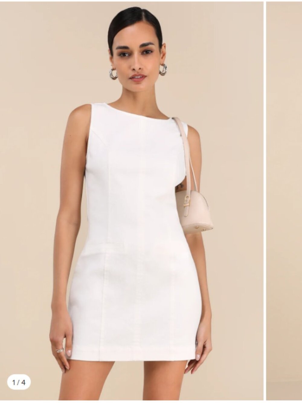 Cataleya White Denim Boat Neck Mini Dress (Lulus)